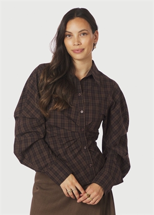 Neoella check skjorte Dark Brown Neo Noir 